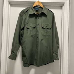 Propper Men Tactical Shirt Large Army Green Long Sleeve Military Work Button Up